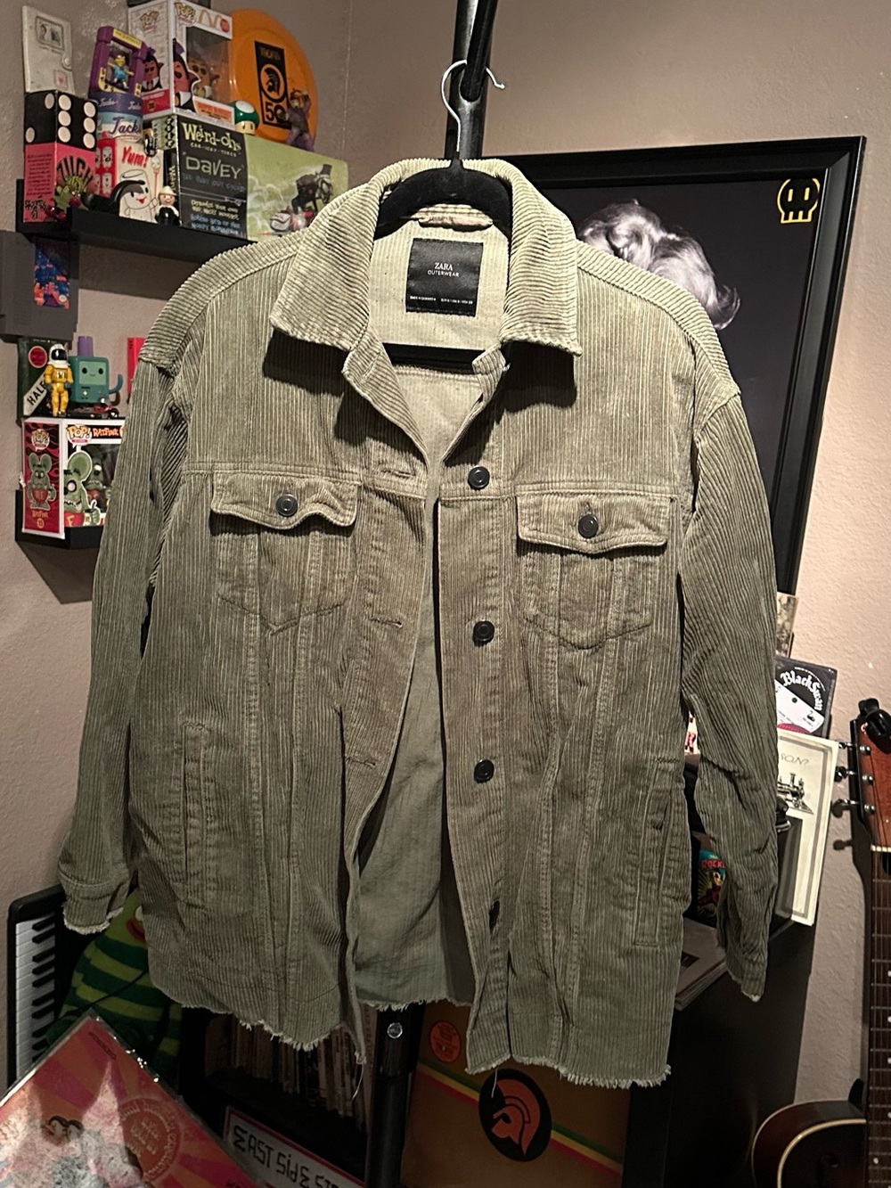 Zara Olive Green Corduroy Shirt Jacket